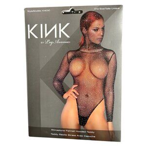 Leg Avenue Rhinestone Fishnet Hooded Teddy Bodysuit Black One Size